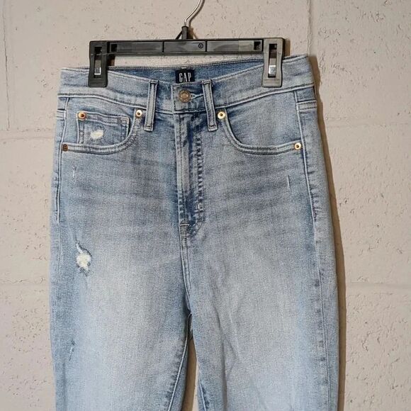 Gap Women's True Skinny Denim Jeans Light Wash Distressed Size 2/26 - Picture 3 of 6